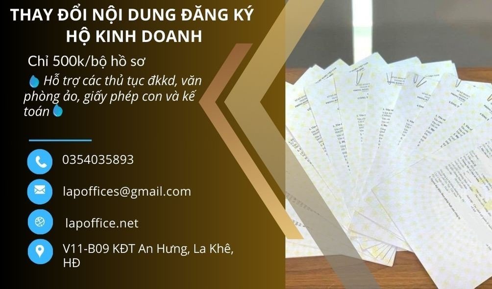 THAY ĐỔI NỘI DUNG ĐĂNG KÝ HỘ KINH DOANH