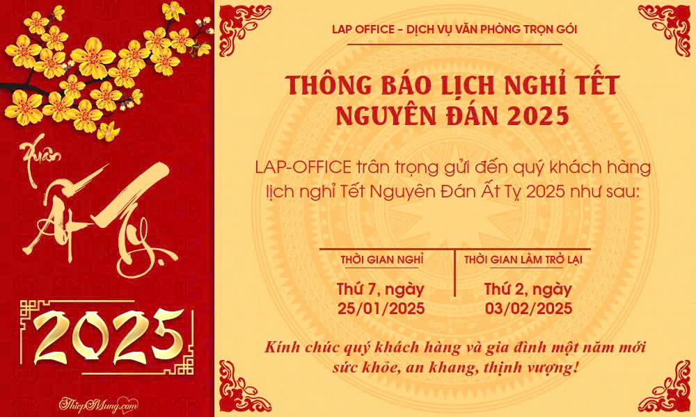 THÔNG BÁO LỊCH NGHỈ TẾT NGUYÊN ĐÁN ẤT TỴ 2025