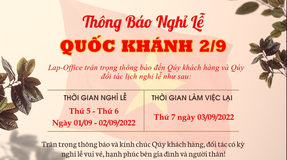 THÔNG BÁO NGHỈ LỄ 02/09