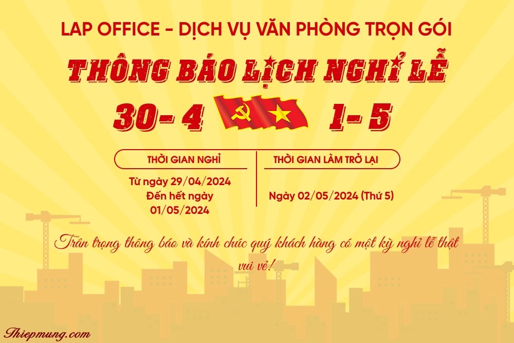 THÔNG BÁO NGHỈ LỄ 30/4 - 1/5
