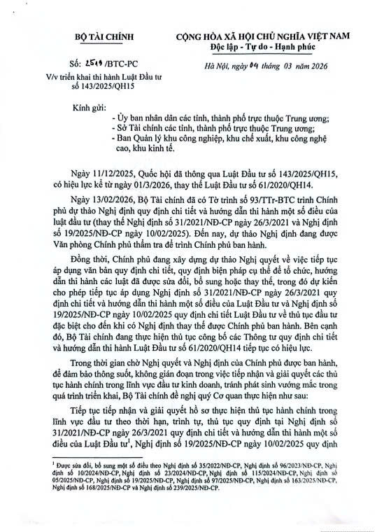 Tiếp tục tiếp nhận thủ tục hành chính trong lĩnh vực đầu tư